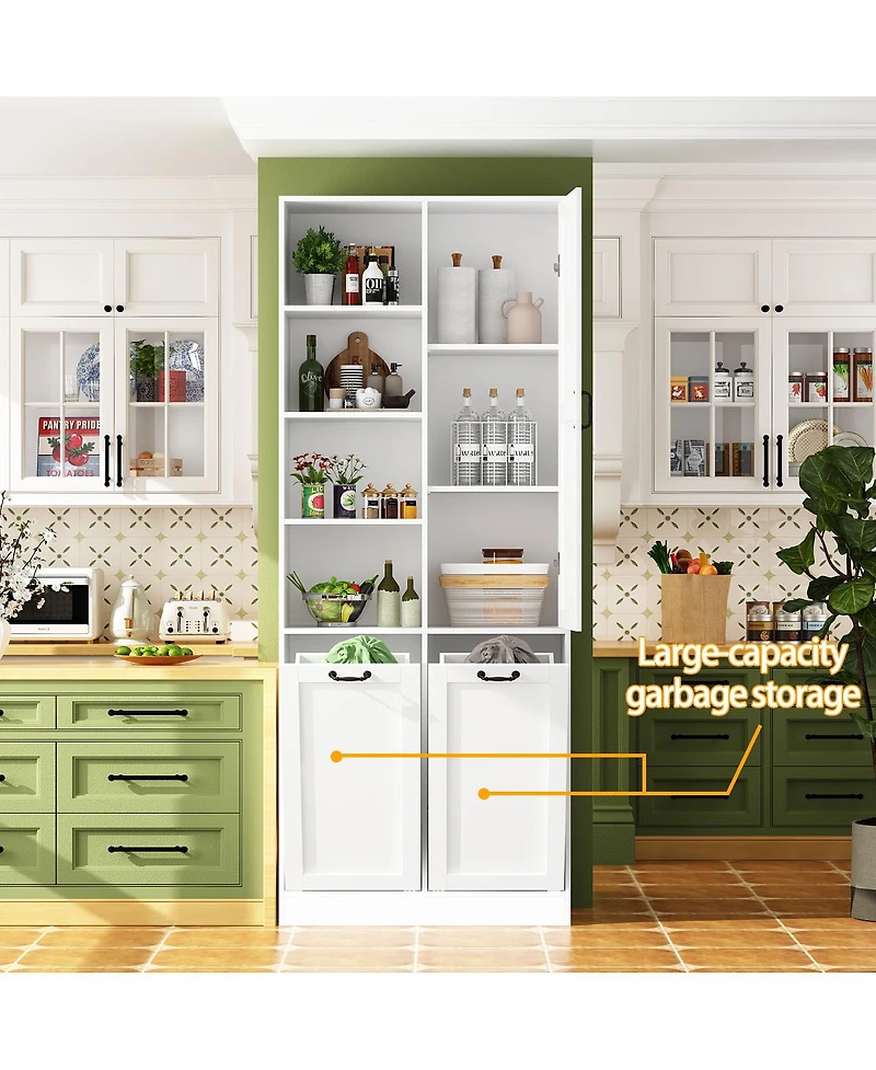 Homsee Bathroom Cabinet with Flip Storage and 7-Shelves