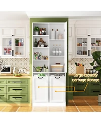 Homsee Bathroom Cabinet with Flip Storage and 7-Shelves