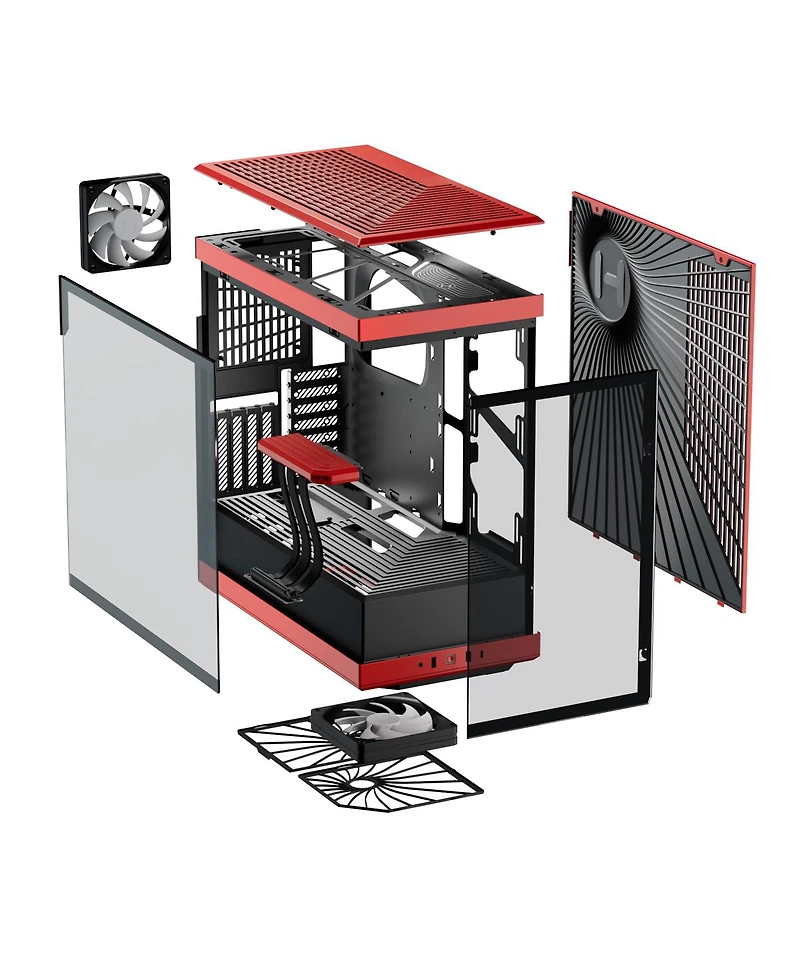 Hyte Y40 S-Tier Aesthetic Panoramic Tempered Glass Atx Mid-Tower Gaming Computer Case, Red