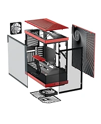 Hyte Y40 S-Tier Aesthetic Panoramic Tempered Glass Atx Mid-Tower Gaming Computer Case, Red