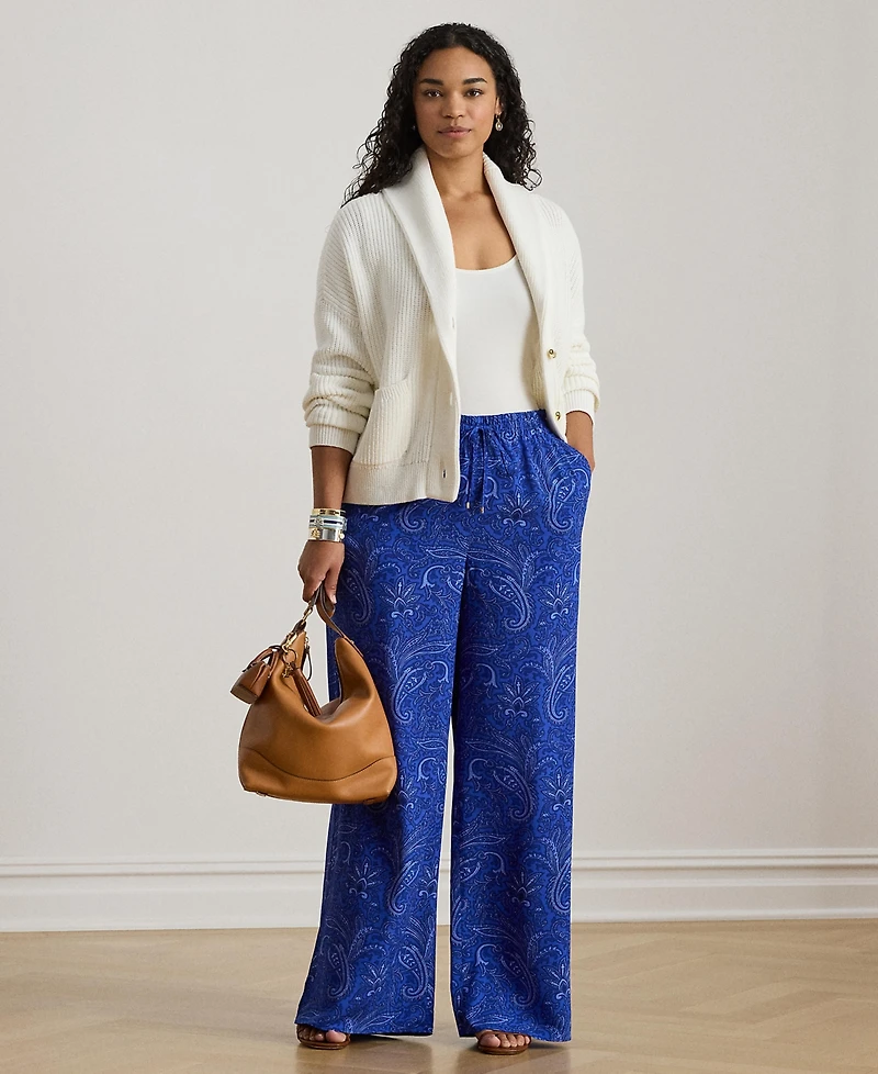 Lauren Ralph Plus Paisley Print Wide-Leg Pants