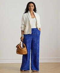 Lauren Ralph Plus Paisley Print Wide-Leg Pants