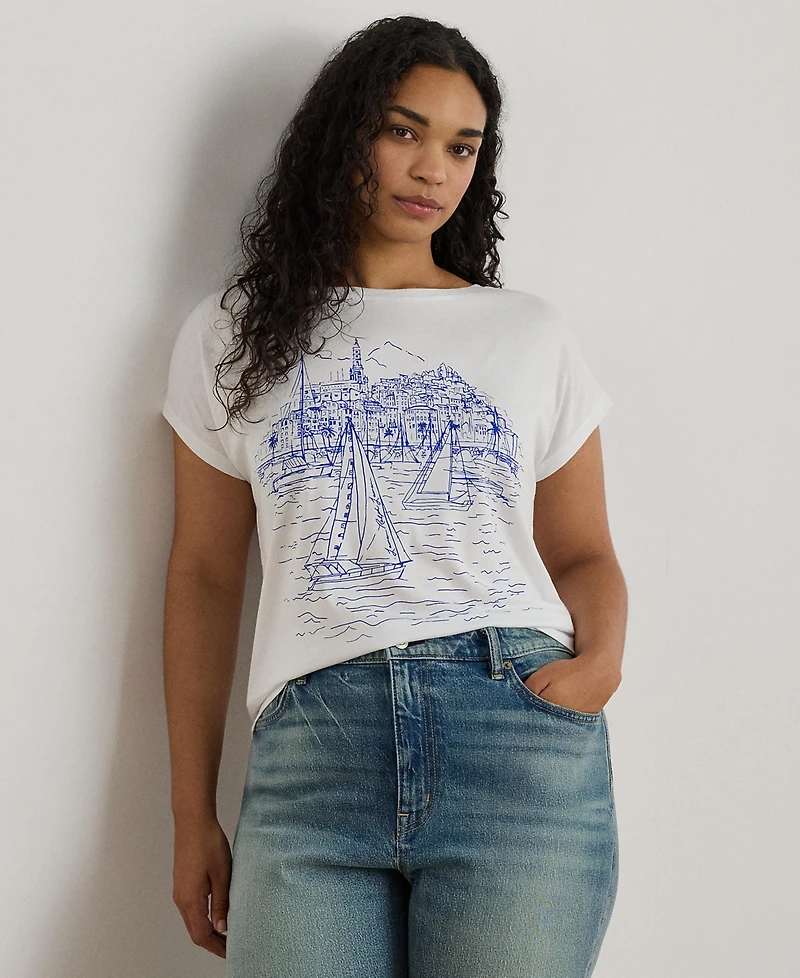Lauren Ralph Plus Graphic Short-Sleeve T-Shirt