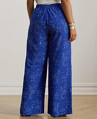 Lauren Ralph Plus Paisley Print Wide-Leg Pants