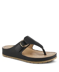 Patrizia Women's Rozeta Toe Thong Sandals with Gold Buckle and Comfort Footbed