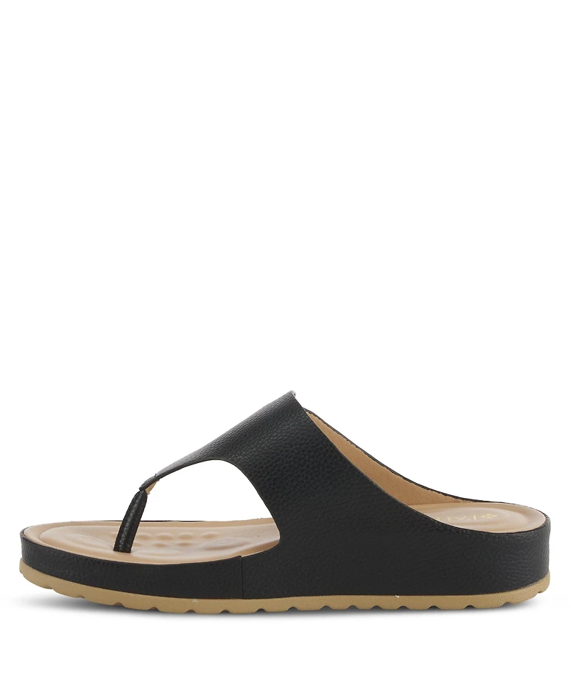 Patrizia Women's Rozeta Toe Thong Sandals with Gold Buckle and Comfort Footbed