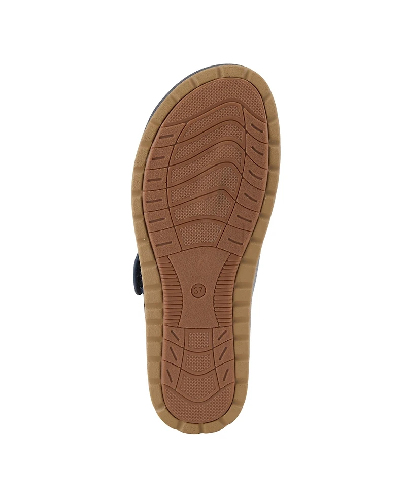 Patrizia Women's Rozeta Toe Thong Sandals with Gold Buckle and Comfort Footbed