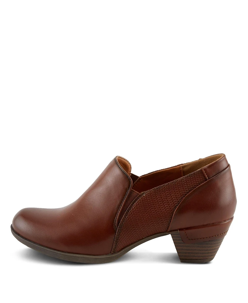 Patrizia Women s Julaneah Embossed Slip-On Shooties with Elastic Fit and Block Heel