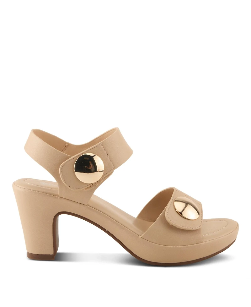 Patrizia Women's Dade Metallic Button Platform Sandals with Adjustable Straps