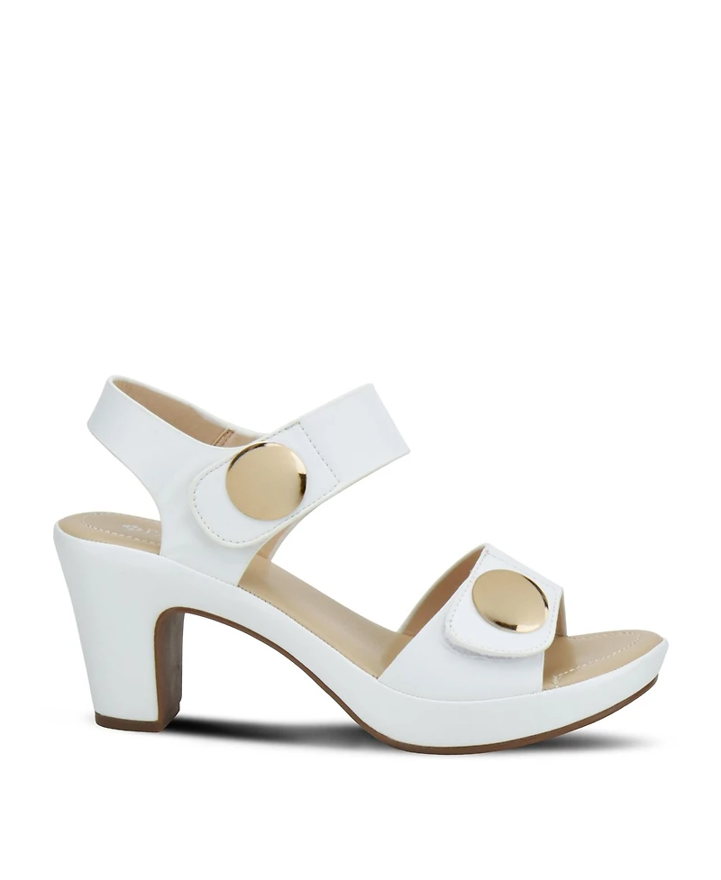 Patrizia Women's Dade Metallic Button Platform Sandals with Adjustable Straps