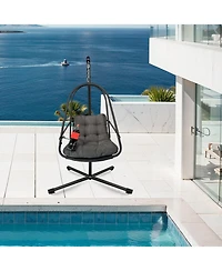 Streamdale Furniture Wicker Egg Chair with Stand & Cushion