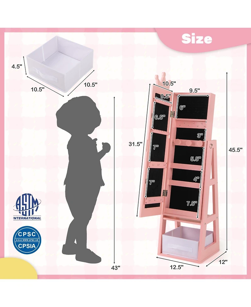 Slickblue Free-Standing Full Length Kids Jewelry Armoire Cabinet