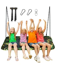 Sugift 60 Inches Platform Tree Swing Outdoor with 2 Hanging Straps-Camouflage