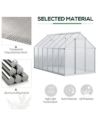 Outsunny 12'x6' Polycarbonate Walk-in Garden house w/ Sliding Door