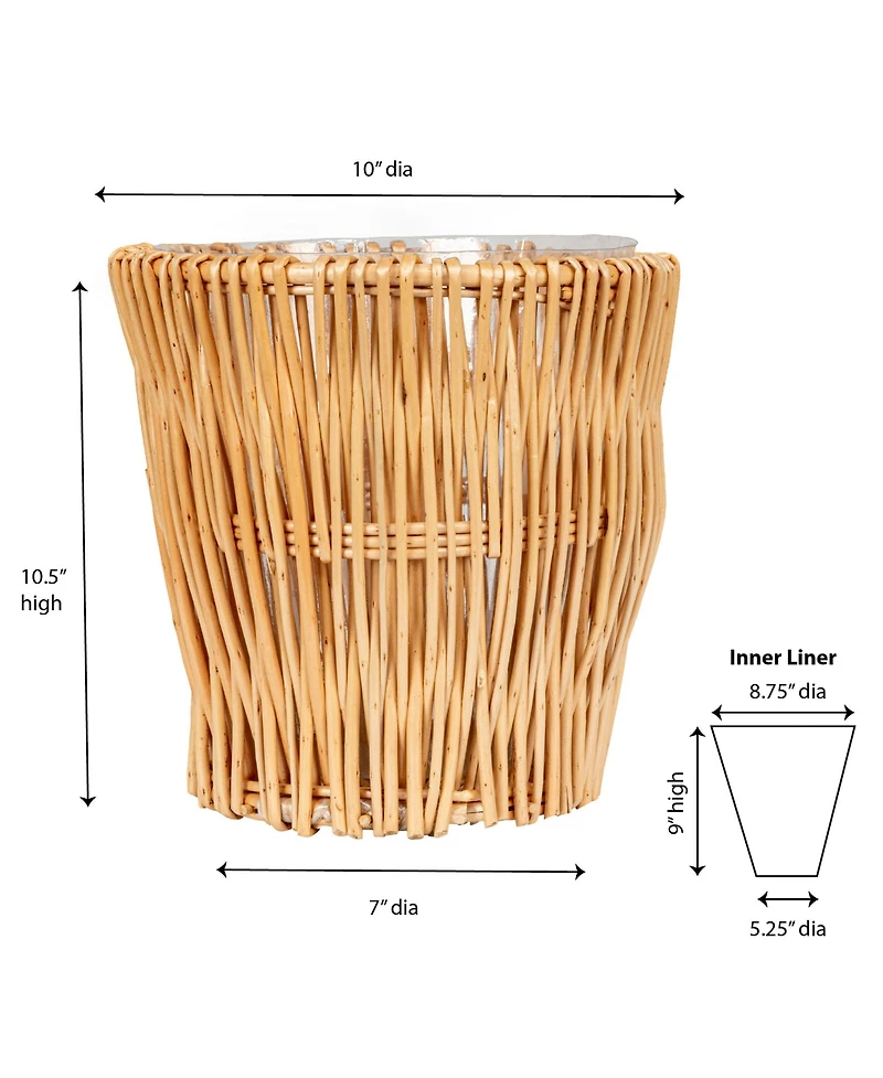 Household Essentials Small Reed Willow Waste Basket, Natural