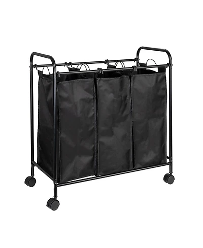 Household Essentials Rolling Triple Laundry Sorter, White