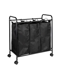 Household Essentials Rolling Triple Laundry Sorter, White