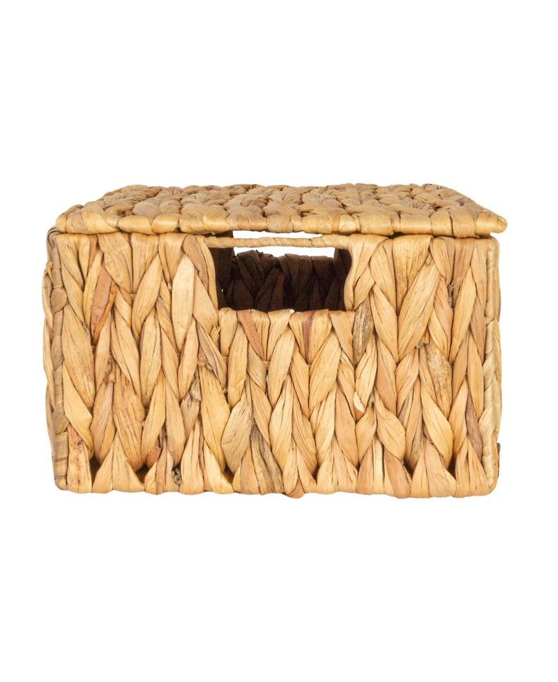 Household Essentials Rectangular Water Hyacinth Nesting Basket Set with Lid, Natural, Set of 3