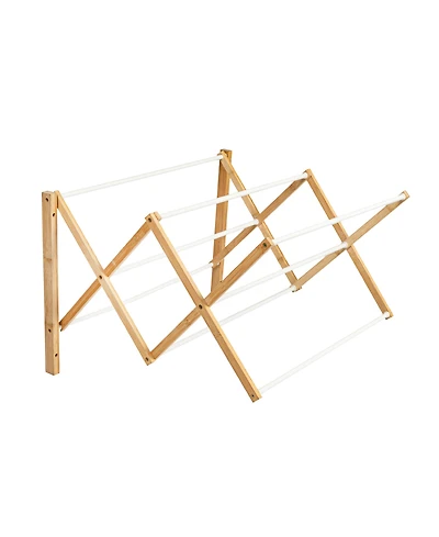 Household Essentials and Metal Wall Mount Extendable Drying Rack, Compact Upscale Laundry Rack with 8 Dowels, White