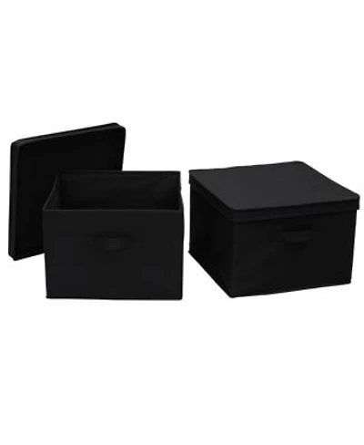 Household Essentials Square Storage Box With Lid 15 X201dx15 X201dx10 X201d Black Linen