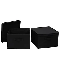 Household Essentials Square Storage Box With Lid 15 X201dx15 X201dx10 X201d Black Linen