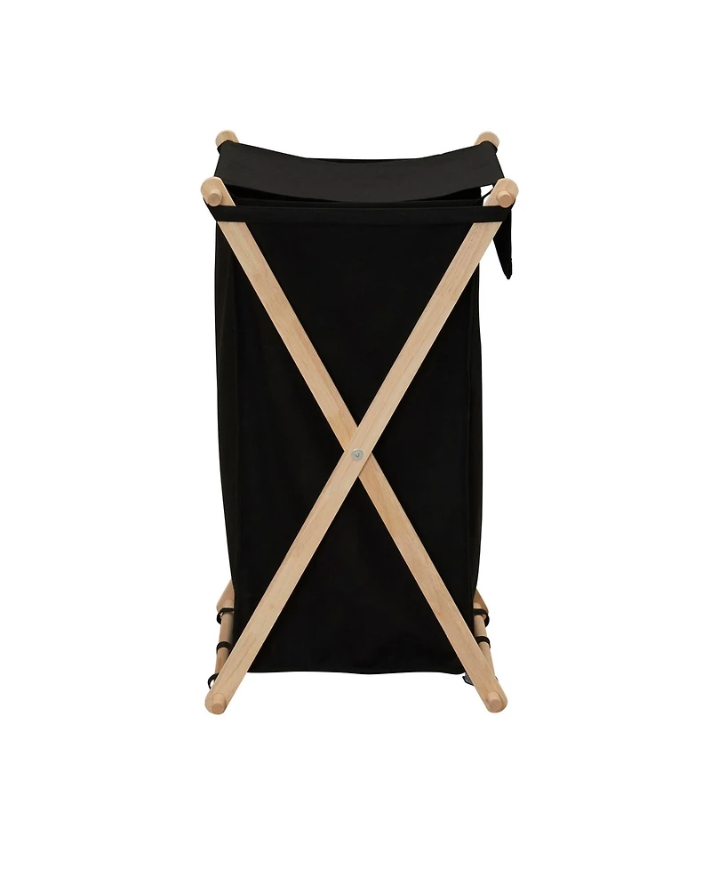 Household Essentials X-Frame Wood Laundry Hamper, Black