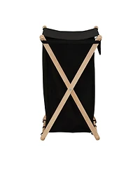Household Essentials X-Frame Wood Laundry Hamper, Black