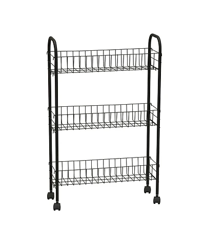 Household Essentials Slim Storage Cart, 3 Shelf Storage Cart with Wheels, Black