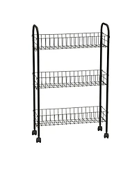 Household Essentials Slim Storage Cart, 3 Shelf Storage Cart with Wheels, Black