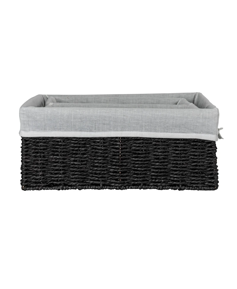 Household Essentials Wicker Basket Set, 3 Pieces, 1 Large and 2 Small Water Hyacinth Baskets, Tan