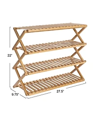 Household Essentials4-Tier Folding Shoe Rack, Natural