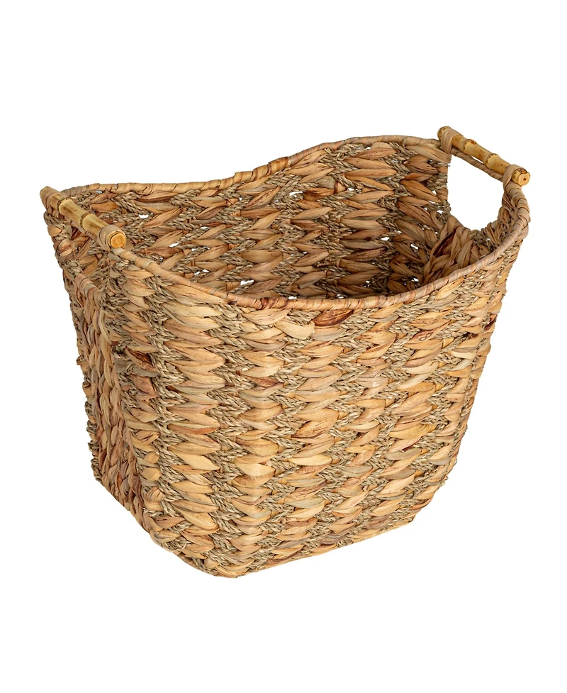 Household Essentials Water Hyacinth Seagrass Scoop Basket with Handle, Natural