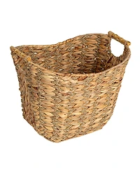 Household Essentials Water Hyacinth Seagrass Scoop Basket with Handle, Natural