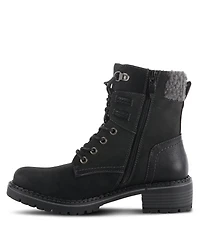 Patrizia Women s Jordyn Faux Fur Trim Lace-Up Booties with Zipper Closure