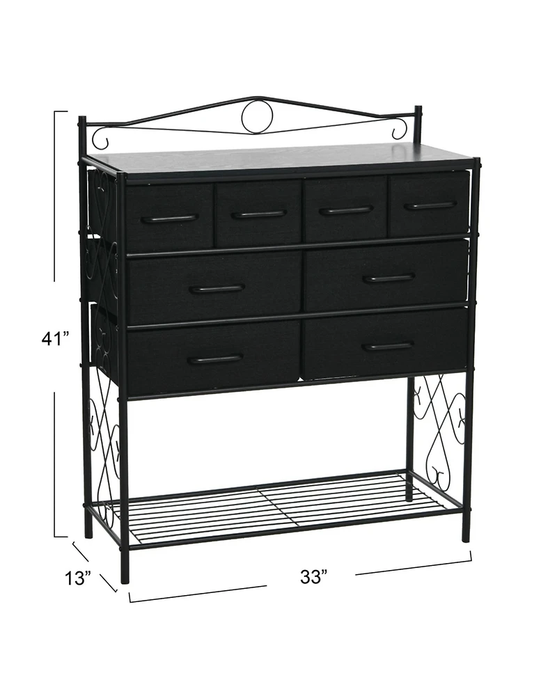 Household EssentialsVictorian Style 8-Drawer and Bottom Shoe Shelf Storage Organizer Unit, Black