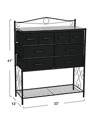 Household EssentialsVictorian Style 8-Drawer and Bottom Shoe Shelf Storage Organizer Unit, Black