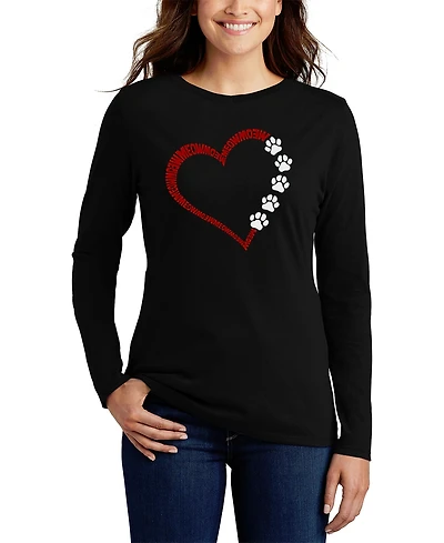 La Pop Art Women's Meow Heart Word Long Sleeve T-Shirt