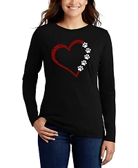 La Pop Art Women's Meow Heart Word Long Sleeve T-Shirt