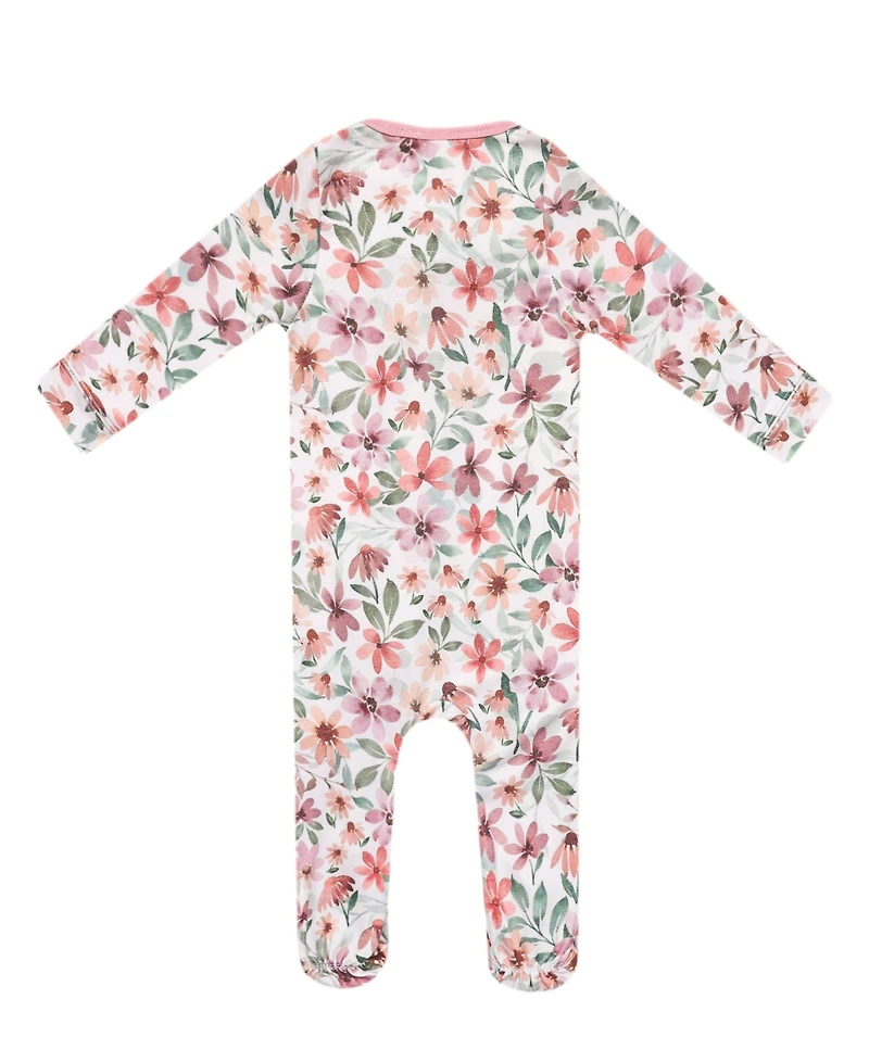 Copper Pearl Baby Girls' Natalie Printed Zip-Up Footed Pajamas