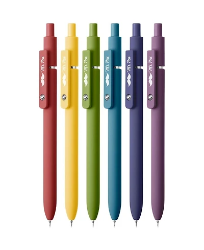 Mr. Pen Retractable Gel Pens, 6 Pack, Vintage Color Barrels, Black
