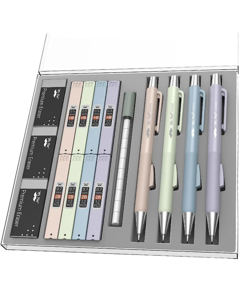 Mr. Pen Pastel Mechanical Pencil Set, 4 Pack, 2 Sizes, 0.5 & 0.7mm,