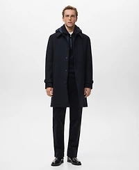 Mango Men's Detachable Hood Wool Coat