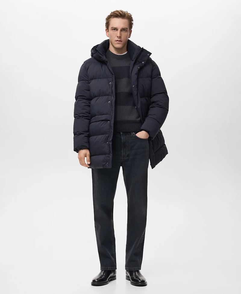 Mango Men's Water-Repellent Hood Puffer Coat