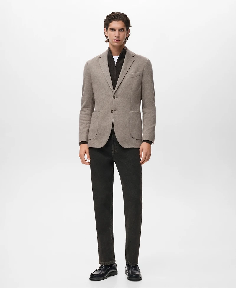 Mango Men's Slim-Fit Micro-Houndstooth Jacket
