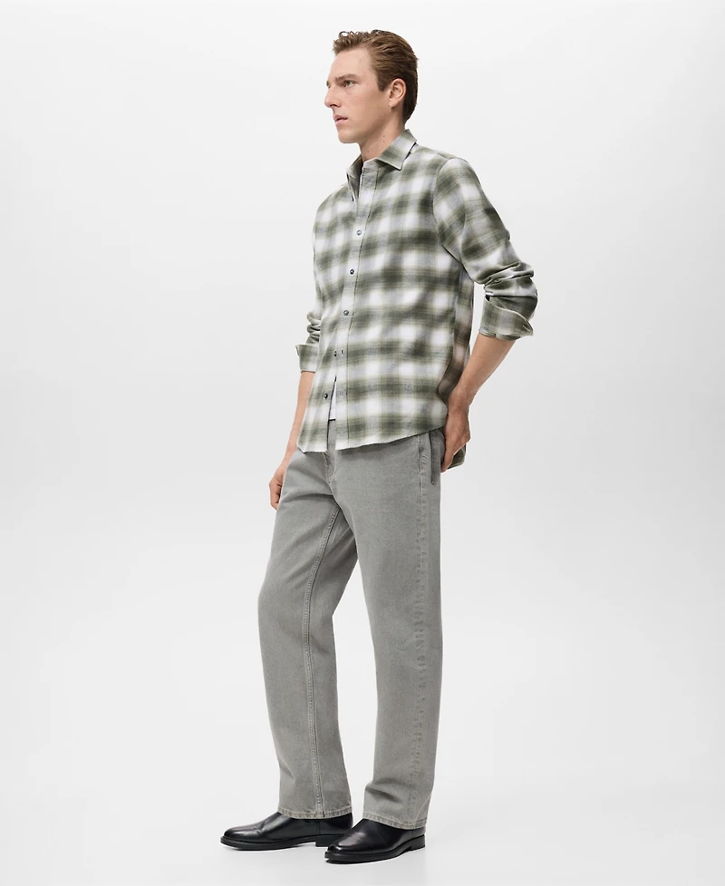 Mango Men's Cotton Flannel Check Overshirt