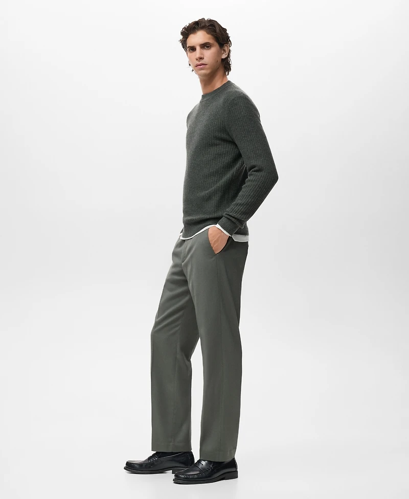 Mango Men's Knitted Ribbed Sweater