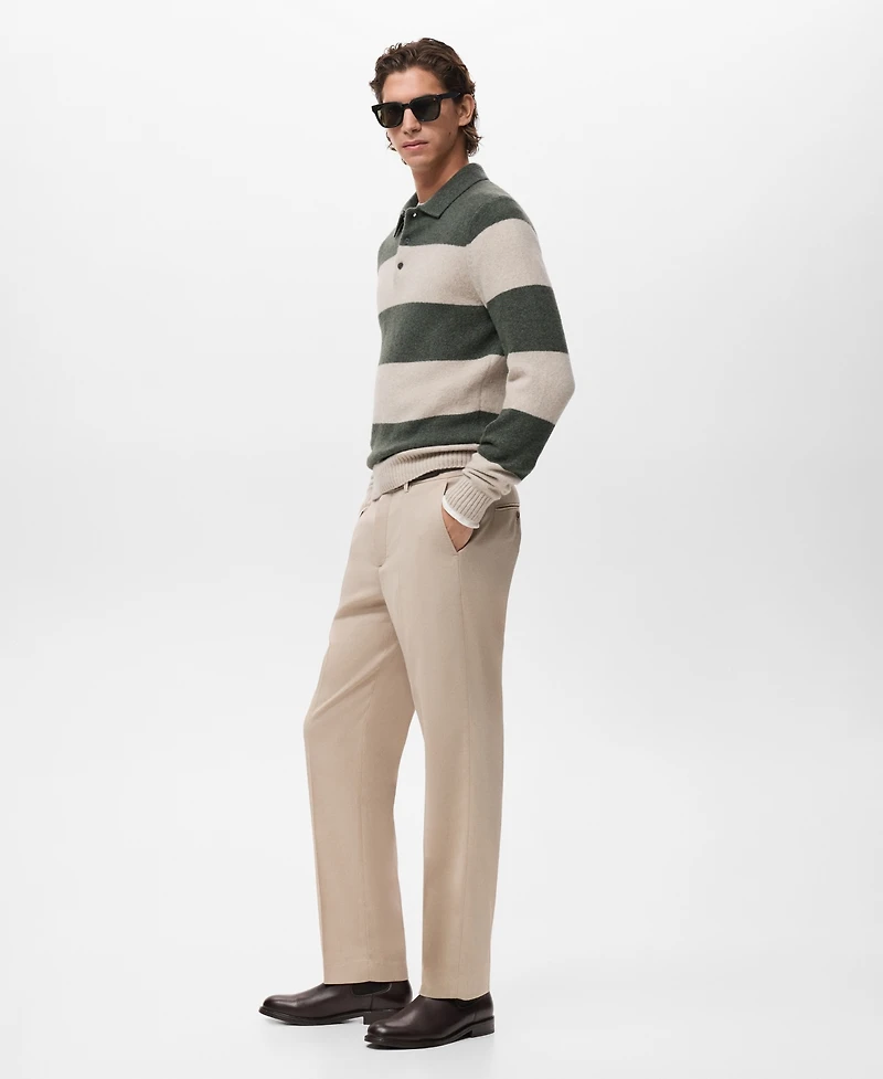 Mango Men's Knitted Wool Blend Polo Sweater