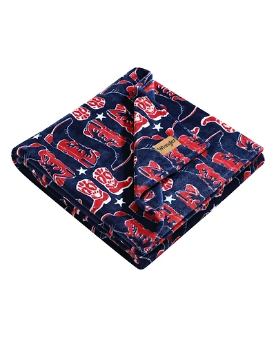 Wrangler Americana Printed Ultra Soft Plush Fleece Throw, 50" x 70"