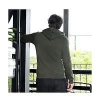Campus Sutra Men's Seaweed Green Zip-Front Regular Hoodie