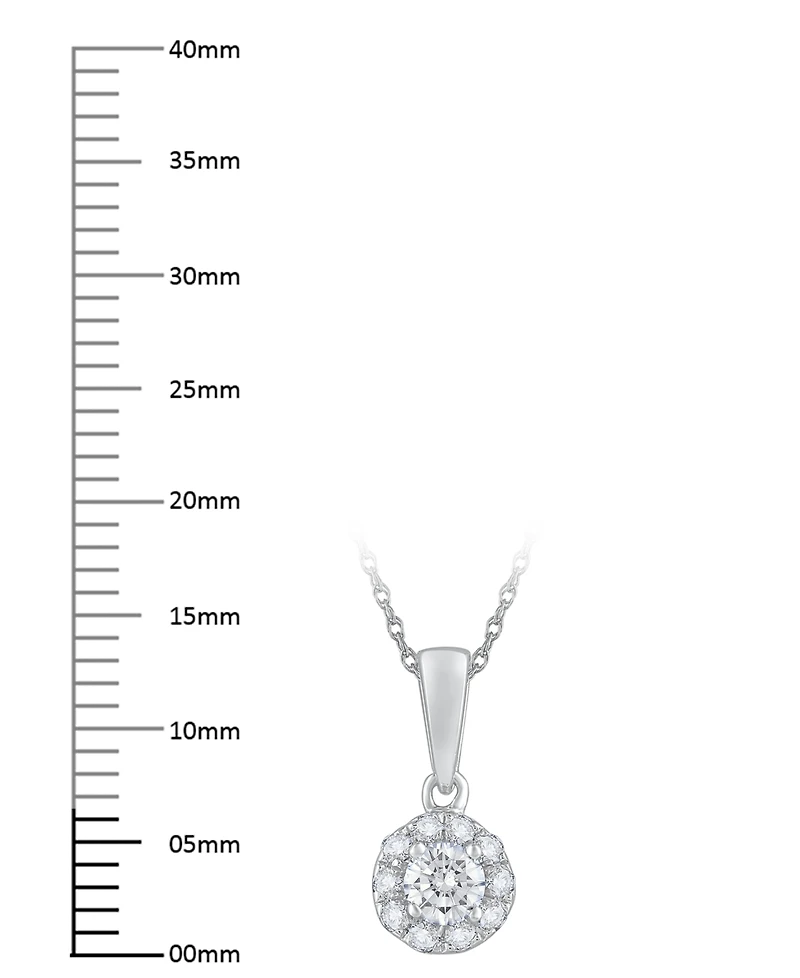 Macy's Diamond Round Shape Halo Pendant Necklace (1/4 ct. t.w.) in 10k White Gold